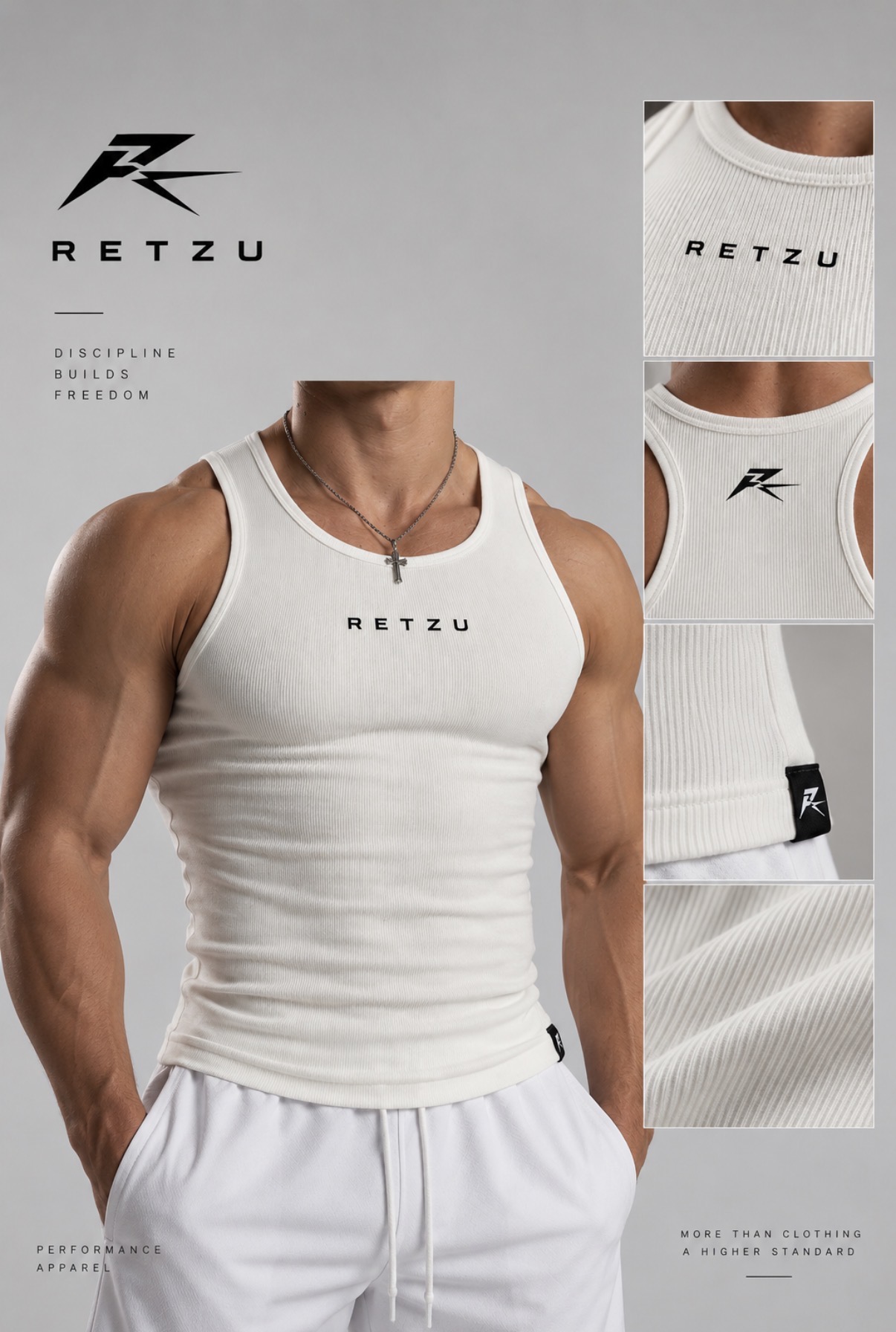 Referencia de camiseta sin mangas acanalada RETZU